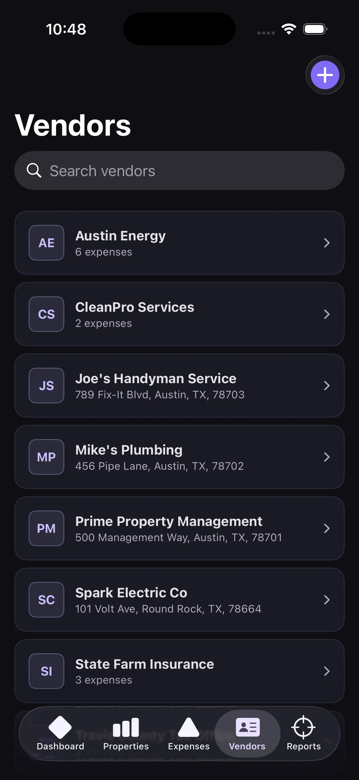 Vendors list